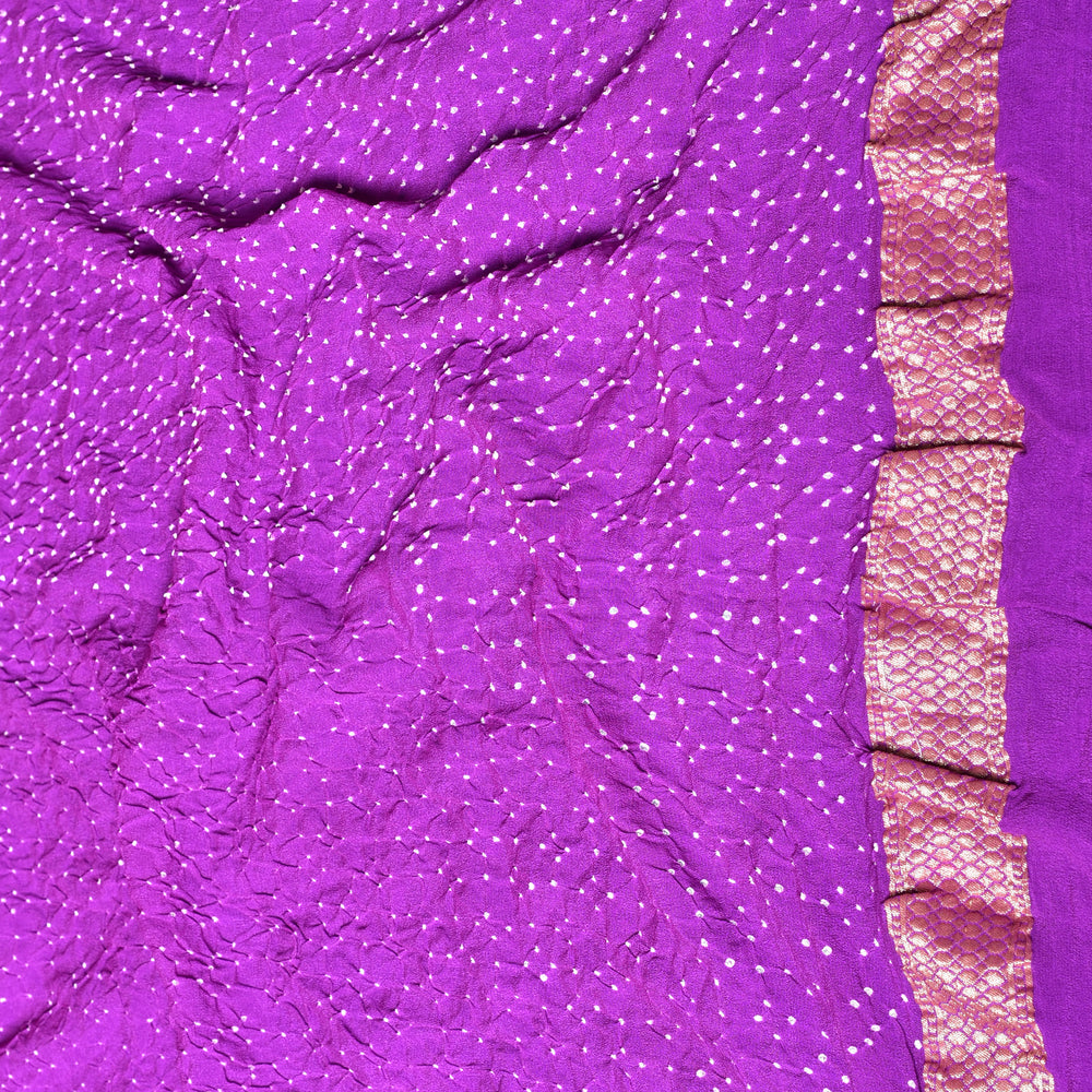 
                      
                        Abstract Bandhani Banarasi Saree with Rose + Floral Motif - Purple
                      
                    