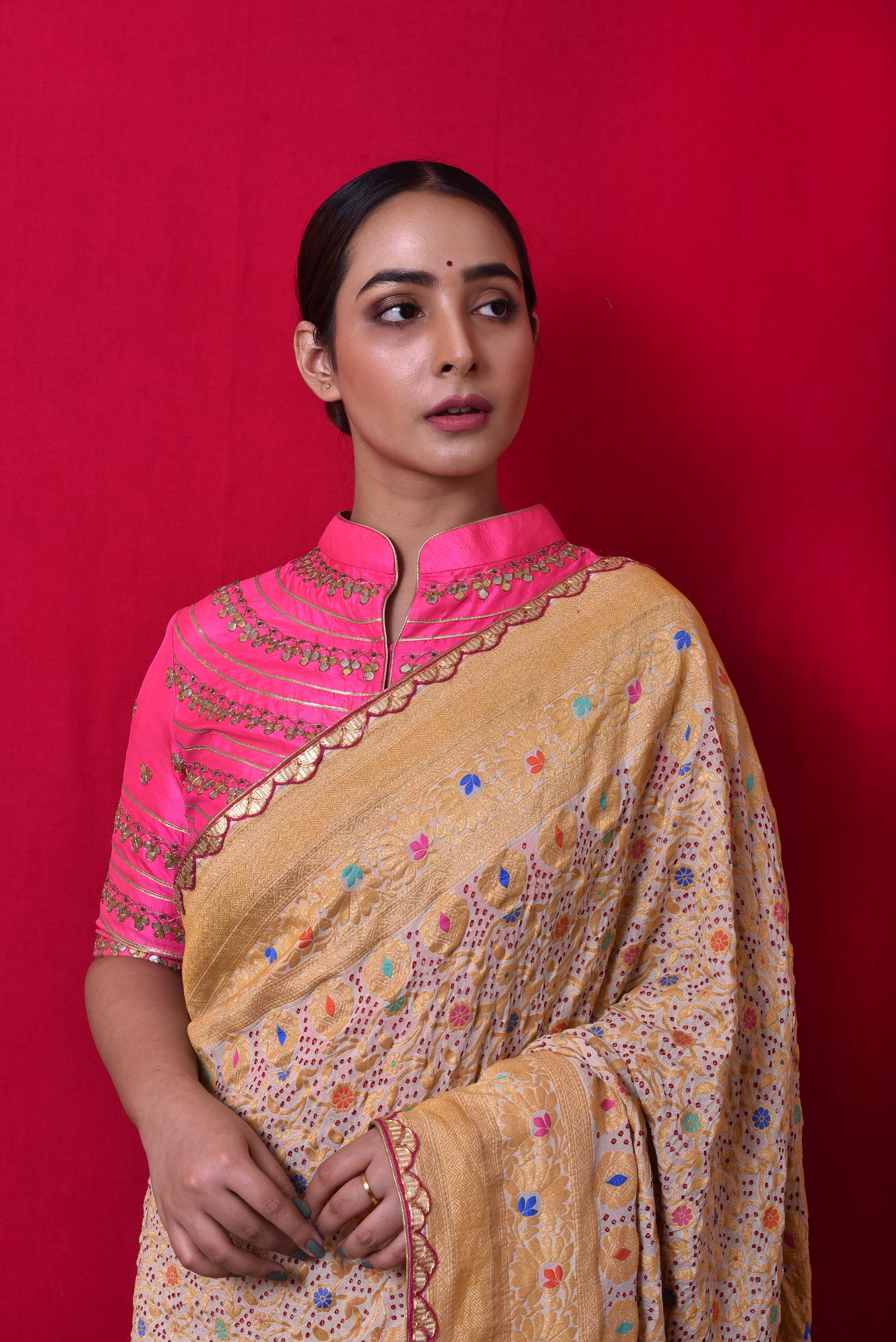 Gota Patti Line Blouse on Pure Silk – Naina Jain