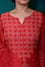 Red Bandhani Kurta in Pure Silk