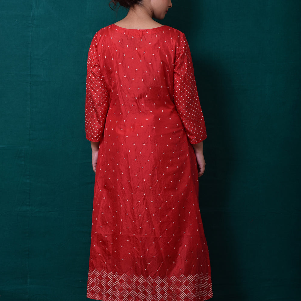 
                      
                        Red Bandhani Kurta in Pure Silk
                      
                    