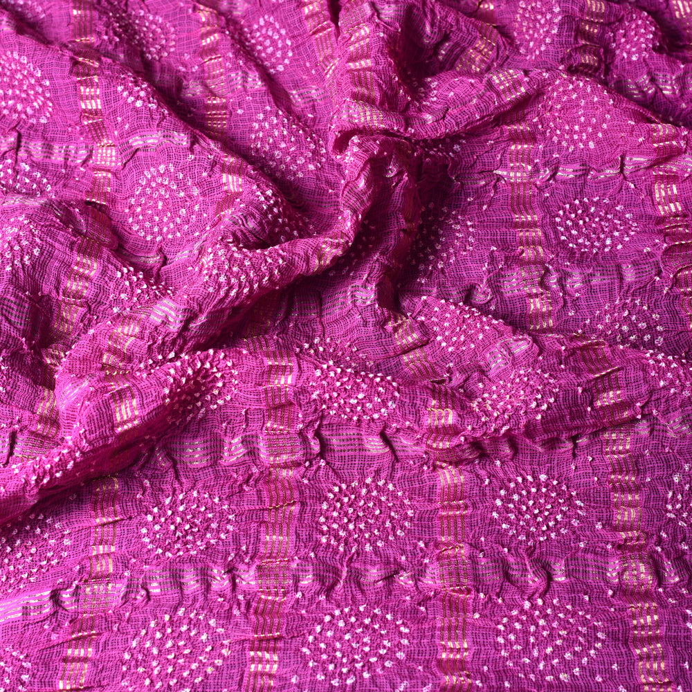 
                      
                        Pure Zari Kota Saree with Bandhani in Pinkish Purple
                      
                    