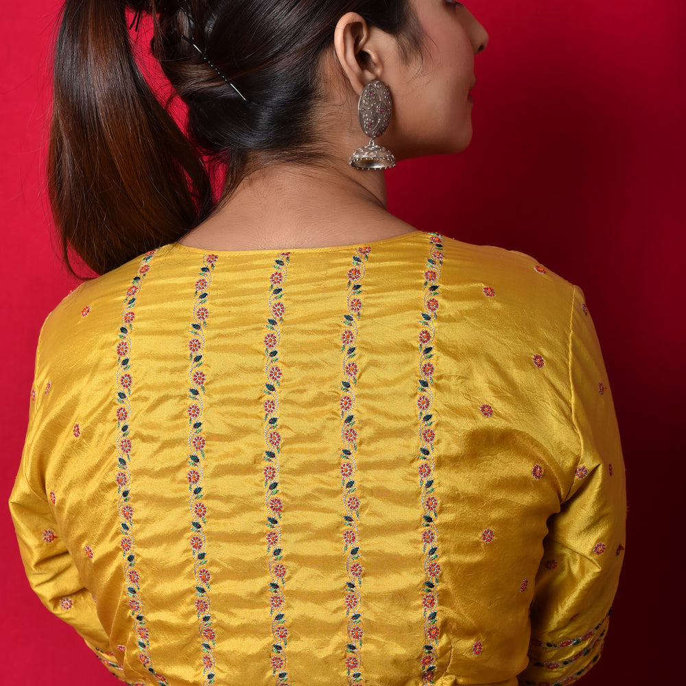 
                      
                        Floral Resham Line Blouse on Pure Silk
                      
                    