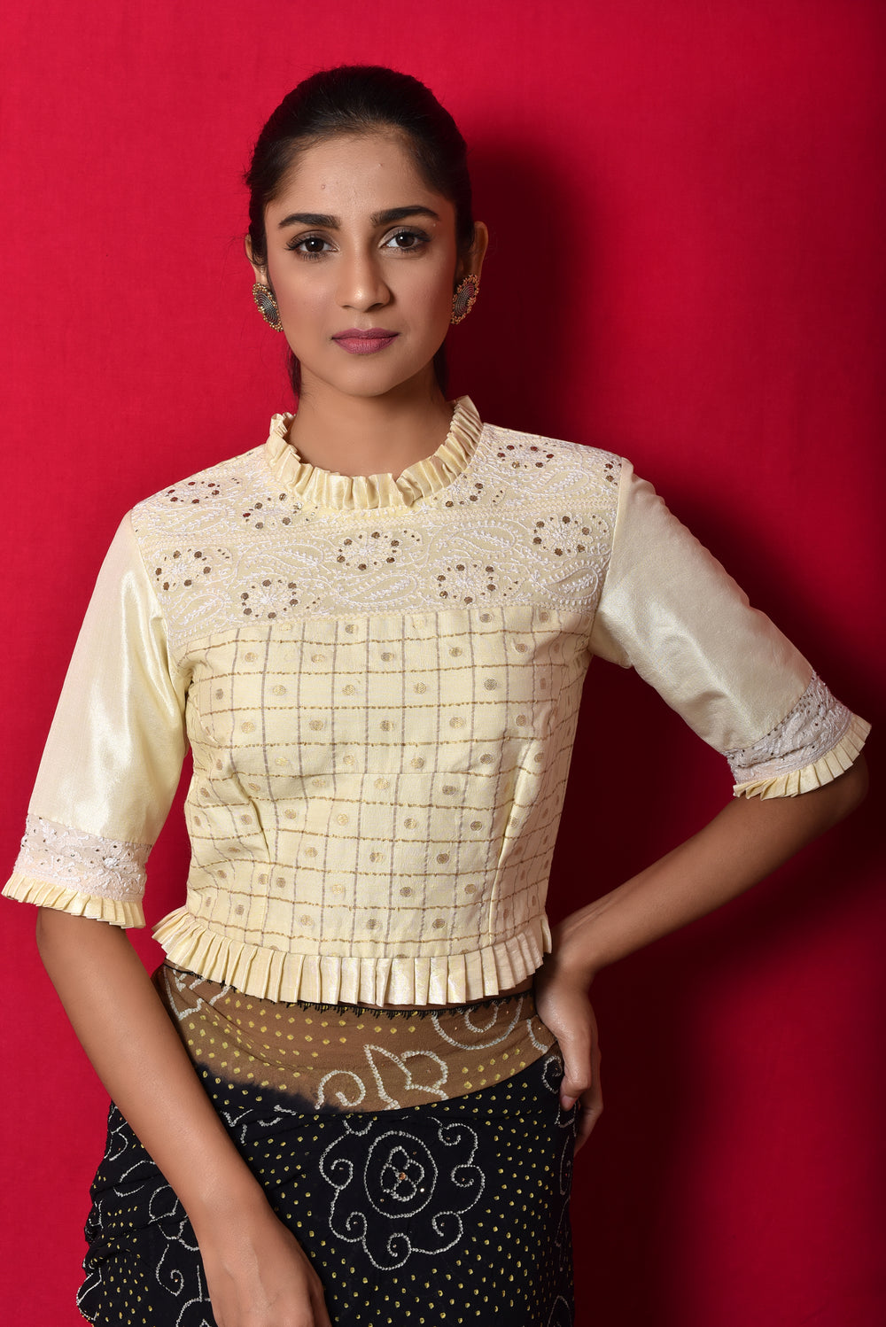 Chikankari Tussar Silk Off White Blouse