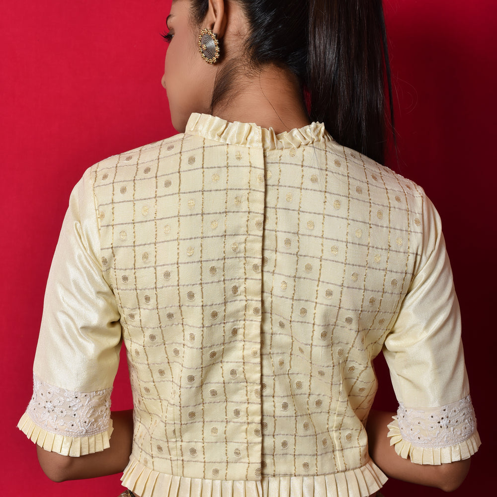 
                      
                        Chikankari Tussar Silk Off White Blouse
                      
                    