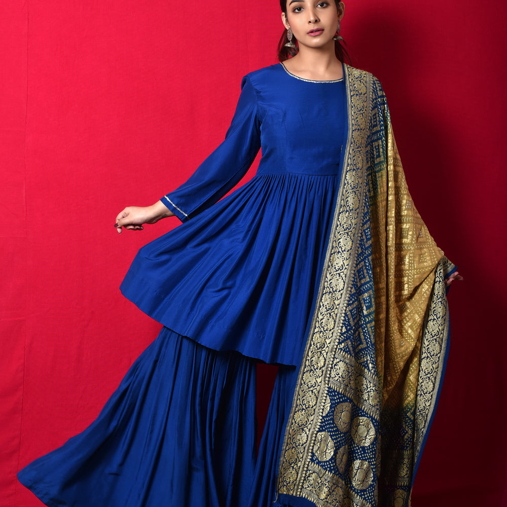 Blue Garara Set in Silk