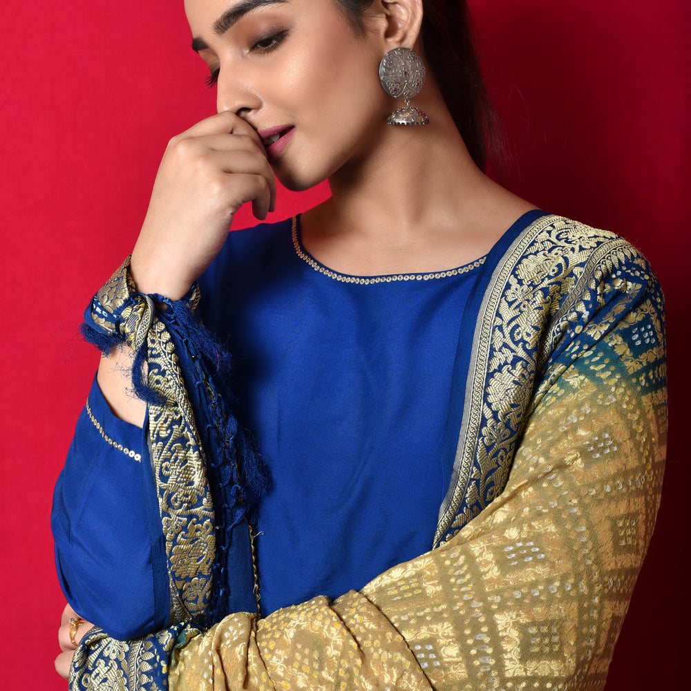 
                      
                        Blue Garara Set in Silk
                      
                    