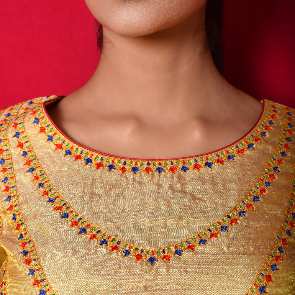 
                      
                        Necklace Design Resham Blouse in Gold
                      
                    