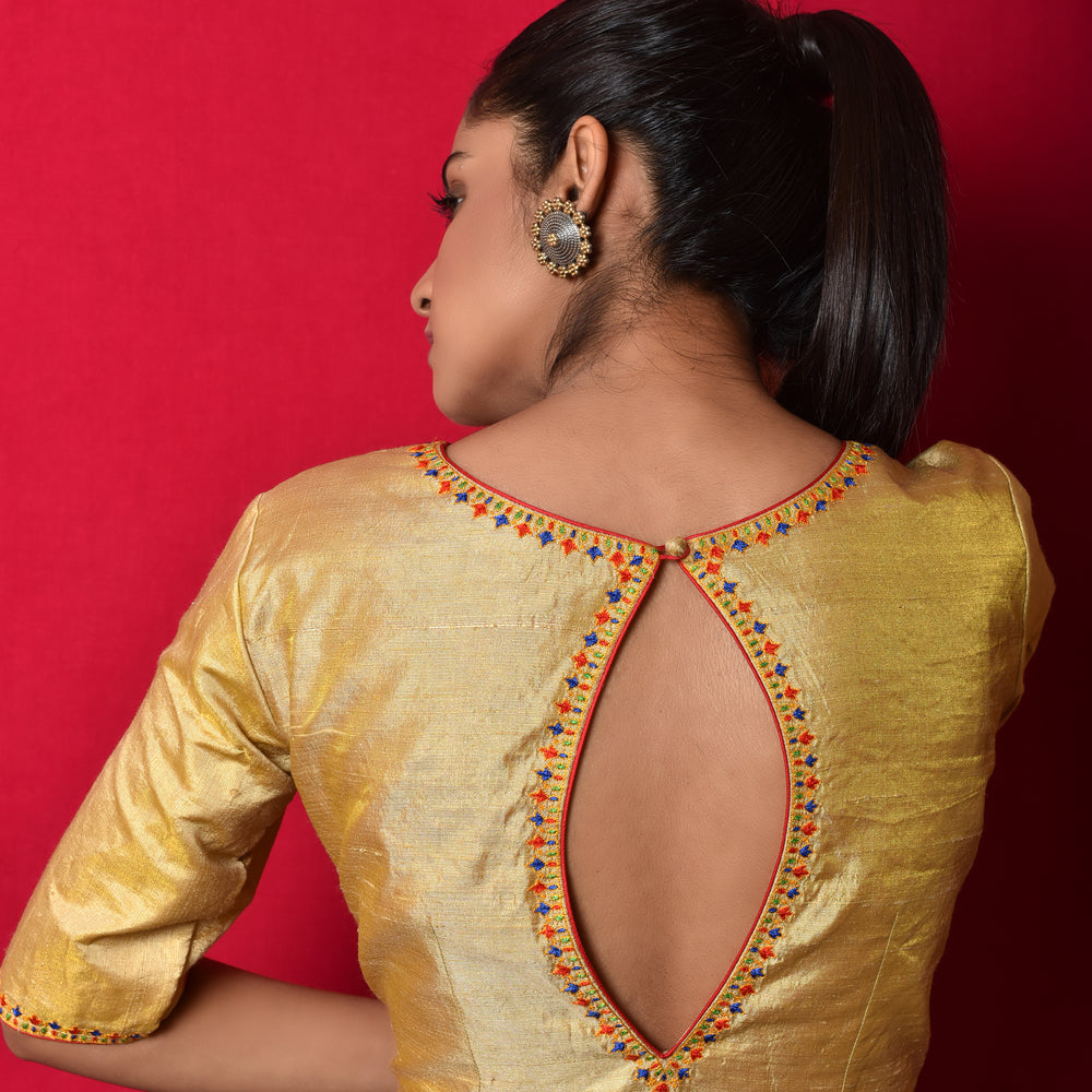 
                      
                        Necklace Design Resham Blouse in Gold
                      
                    