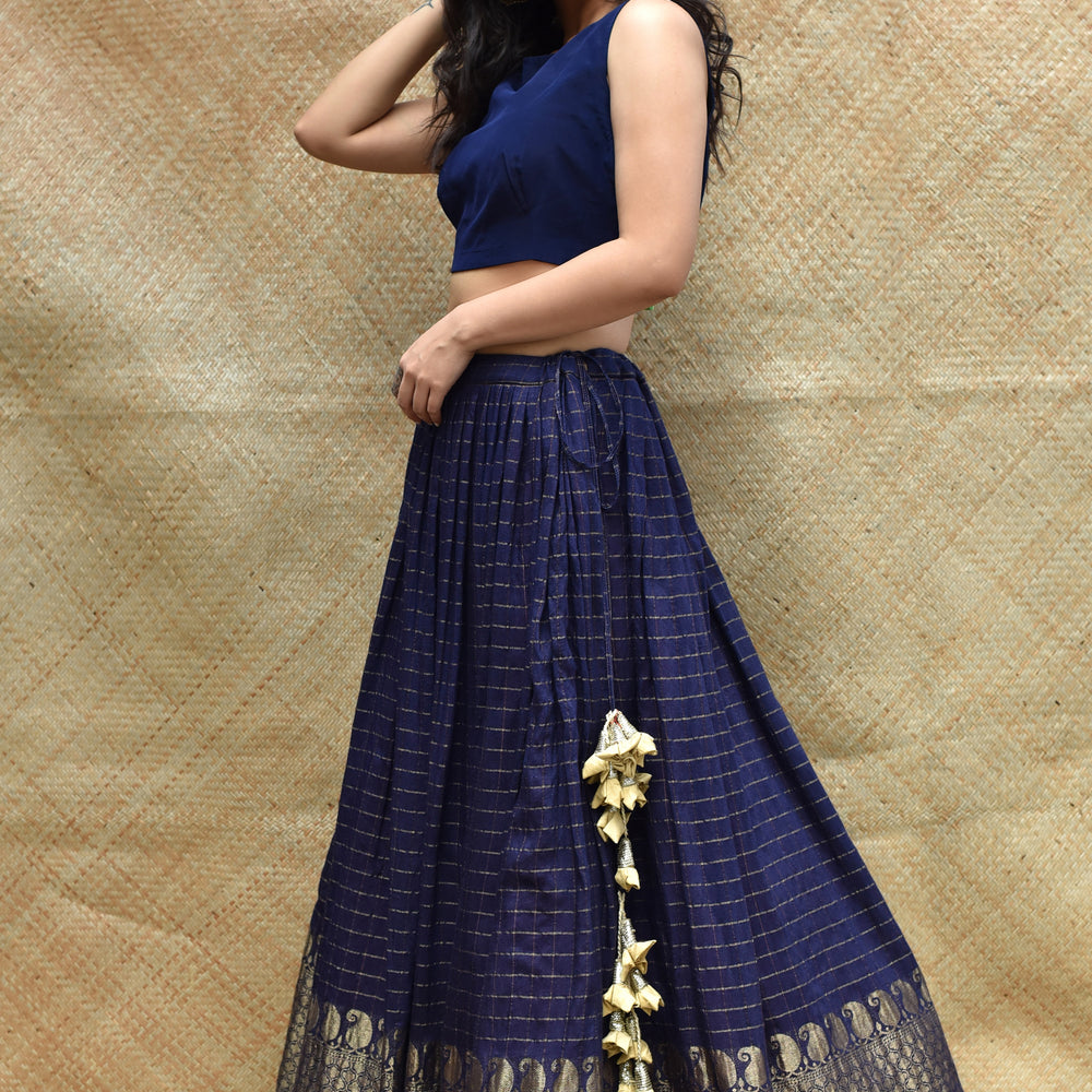 
                      
                        Blue Tussar Silk Skirt
                      
                    