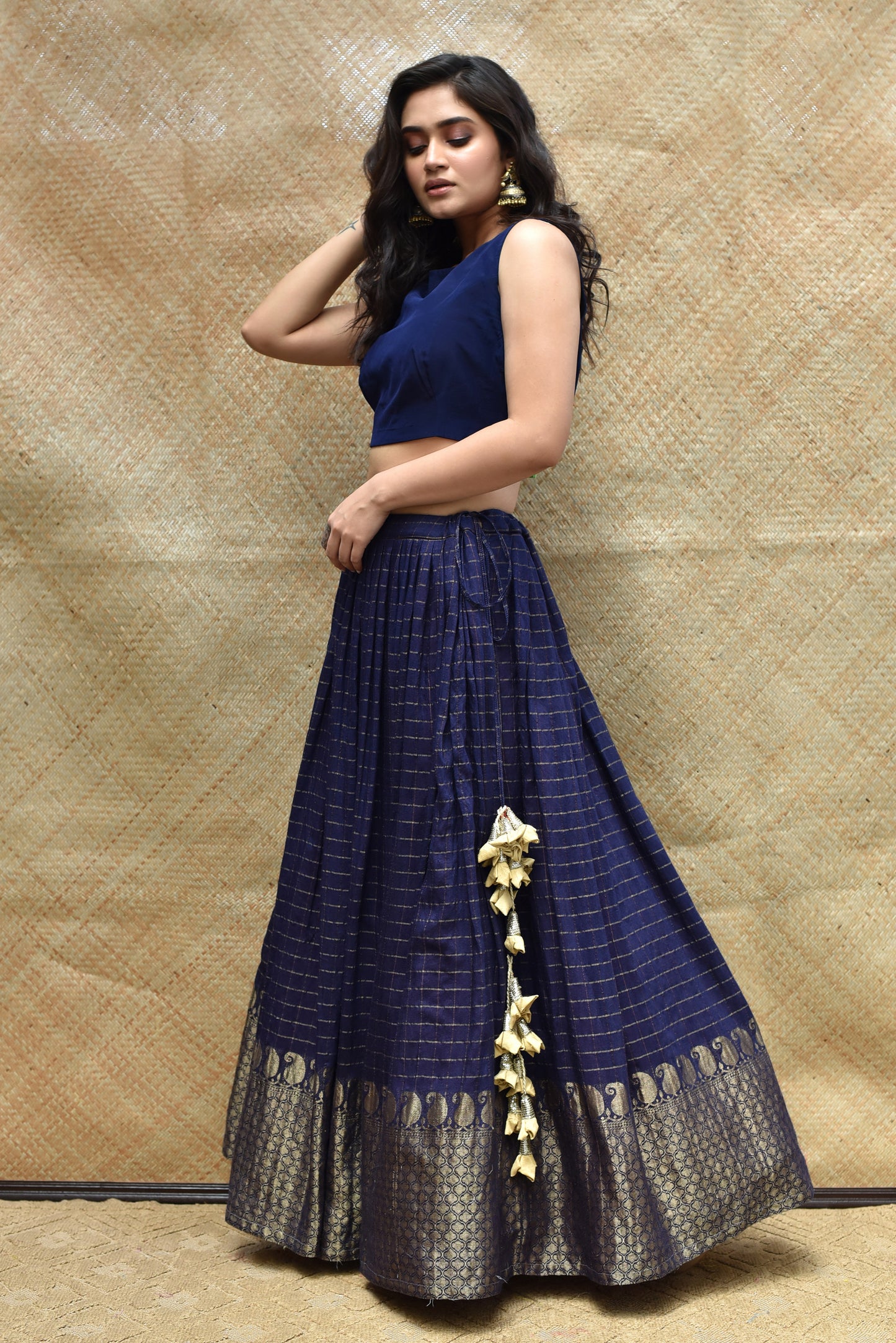 Blue Tussar Silk Skirt