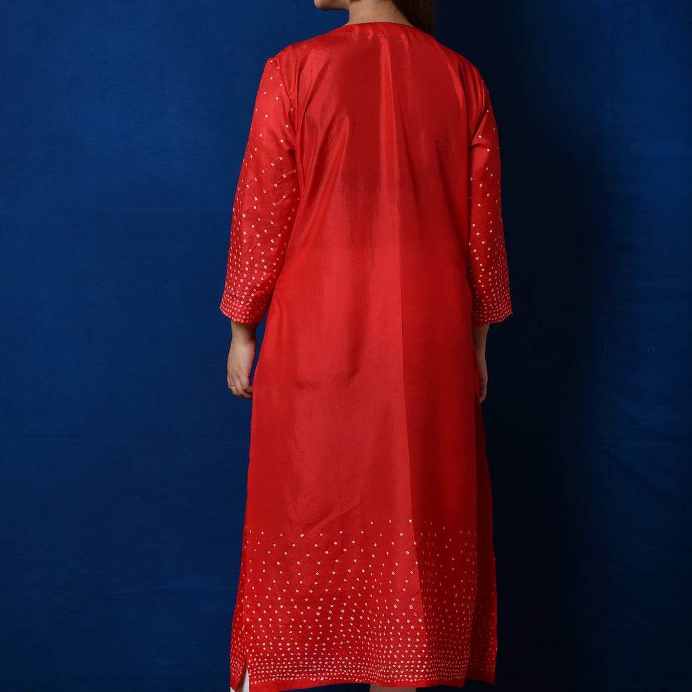 
                      
                        Radial Bandhani Design Kurta in Red
                      
                    