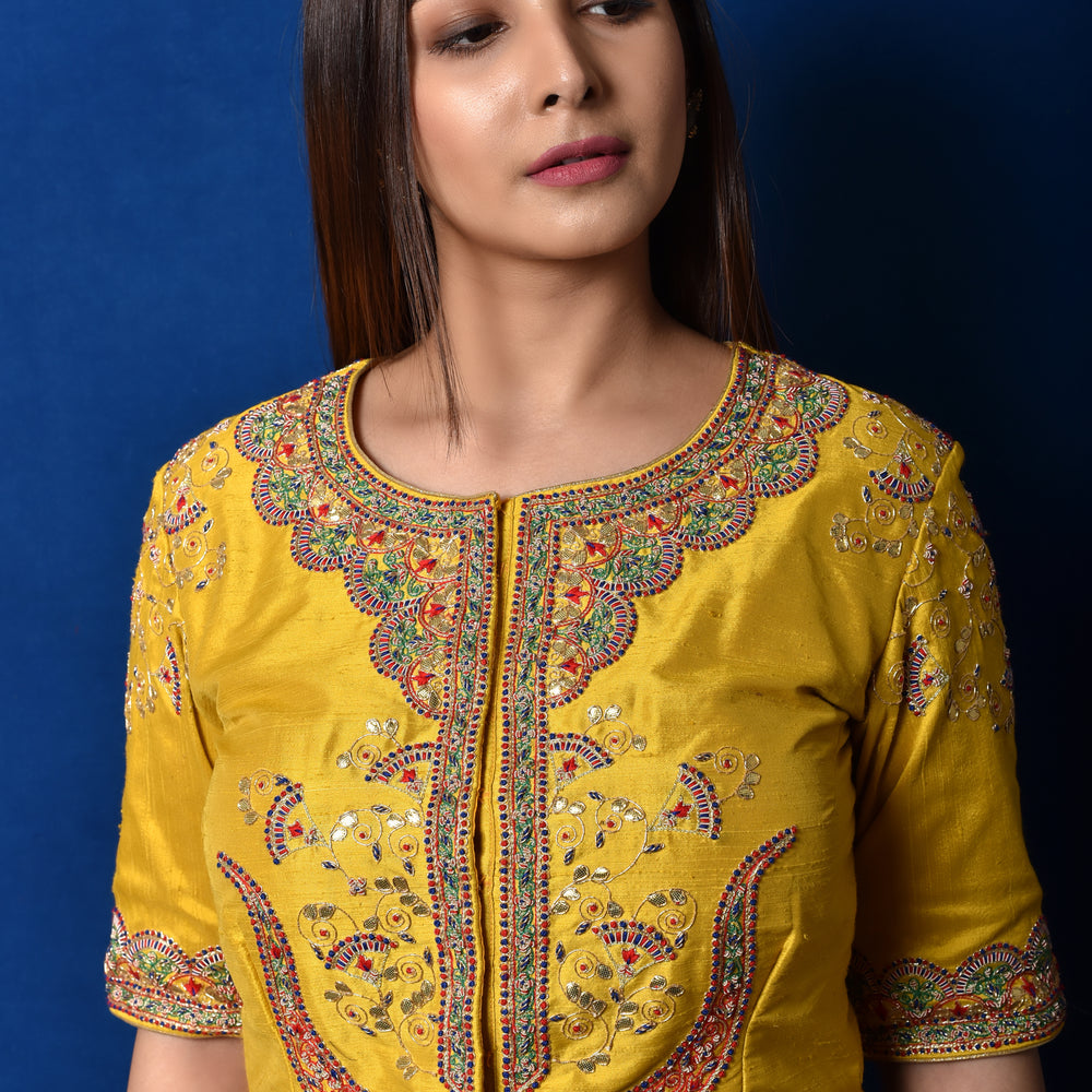 Gota Patti + Zardozi Raw Silk Blouse