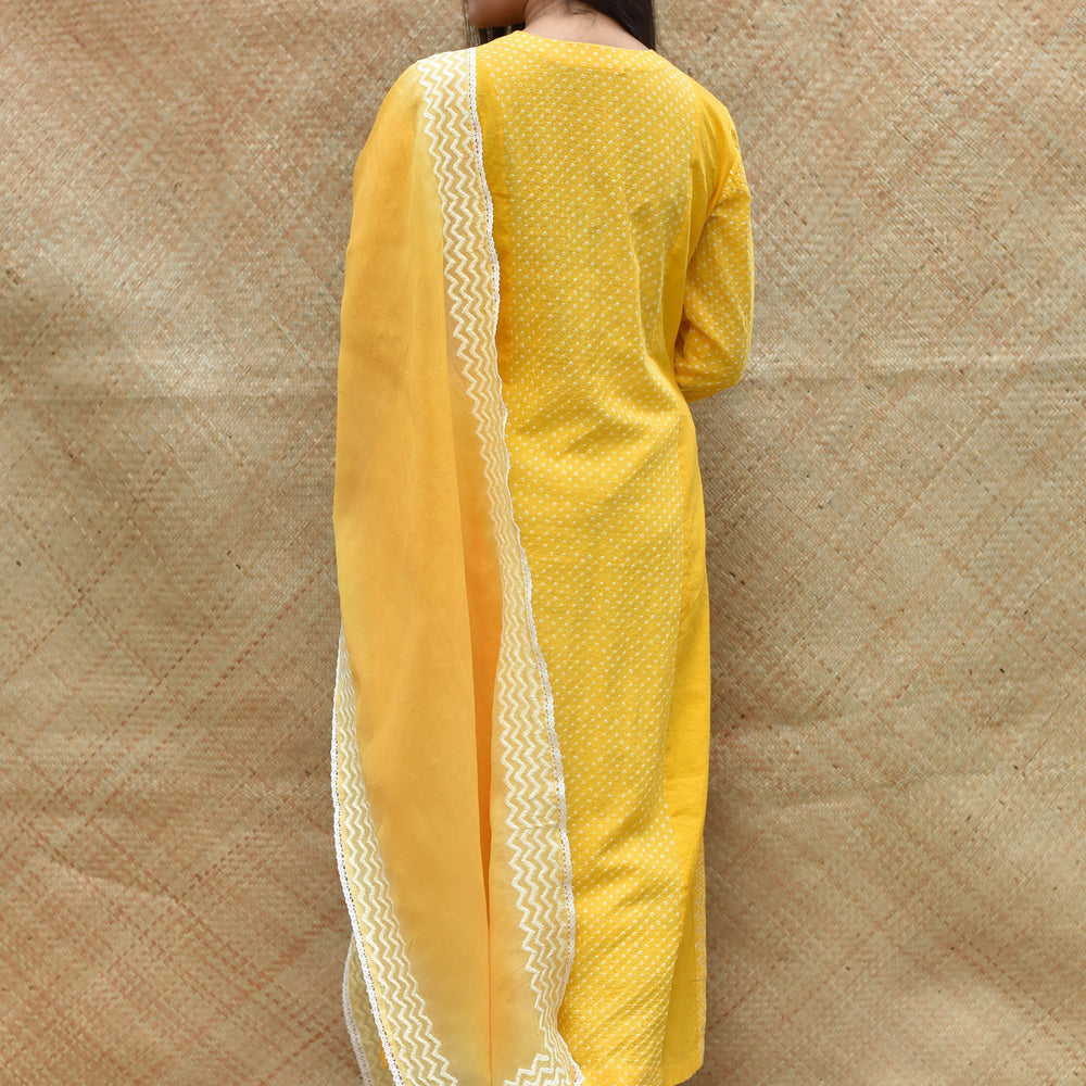 
                      
                        Bandhej Cotton Suit Set - Yellow
                      
                    