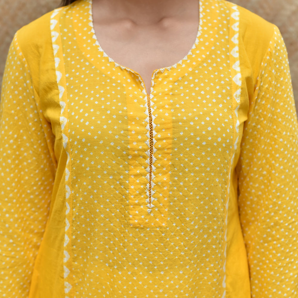 
                      
                        Bandhej Cotton Suit Set - Yellow
                      
                    