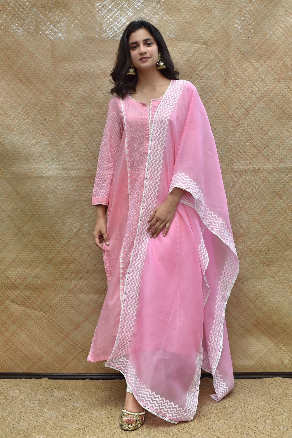 Bandhej Cotton Suit Set - Pink