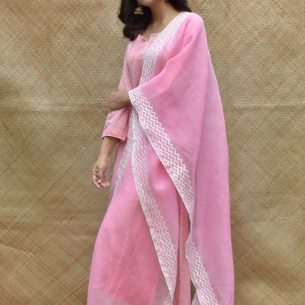 
                      
                        Bandhej Cotton Suit Set - Pink
                      
                    