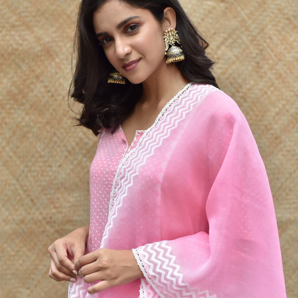 
                      
                        Bandhej Cotton Suit Set - Pink
                      
                    