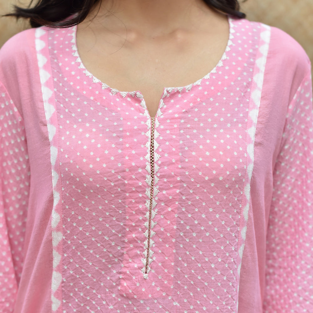 
                      
                        Bandhej Cotton Suit Set - Pink
                      
                    