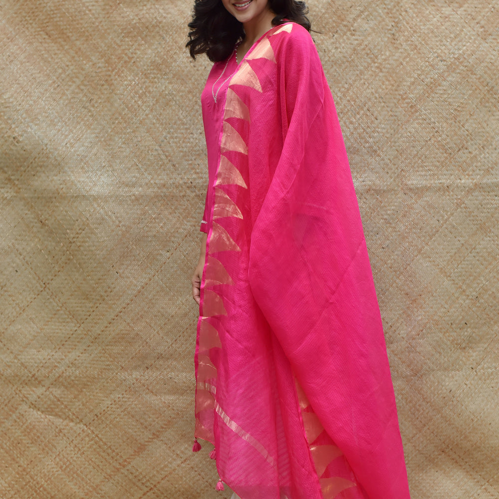 
                      
                        Bright Pink Arashi Pure Silk Kurta
                      
                    