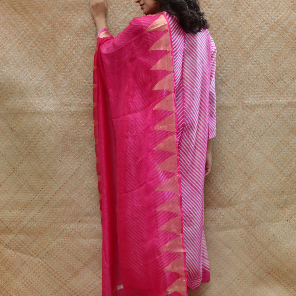 
                      
                        Arashi Chanderi Suit Set in Pink
                      
                    