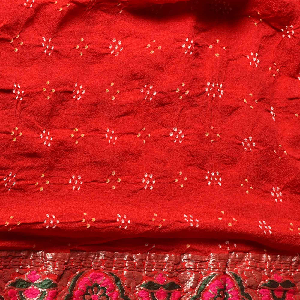 
                      
                        Bright Red Meenakari Banarasi Bandhani Saree
                      
                    