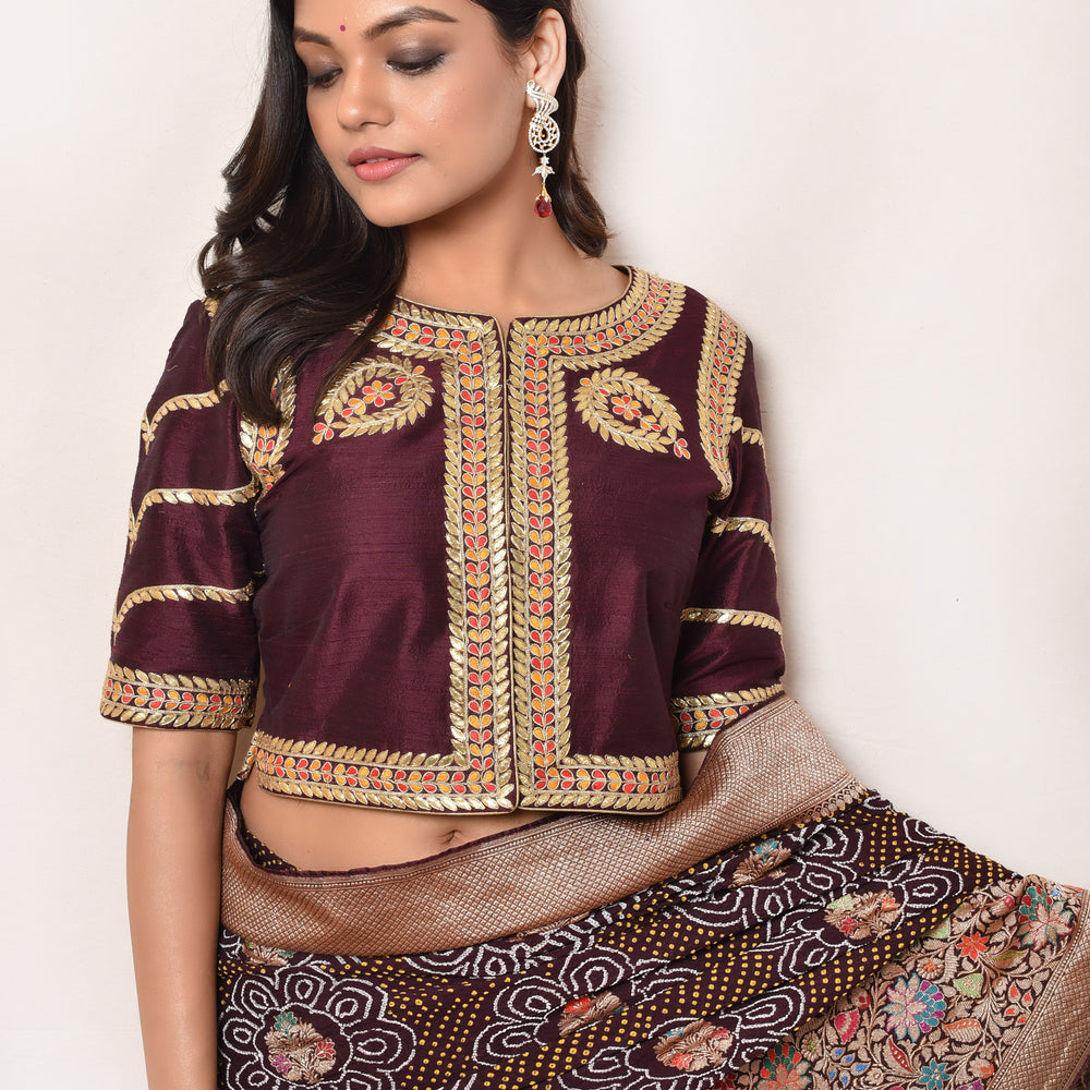 Brown Raw Silk Gota Patti Blouse