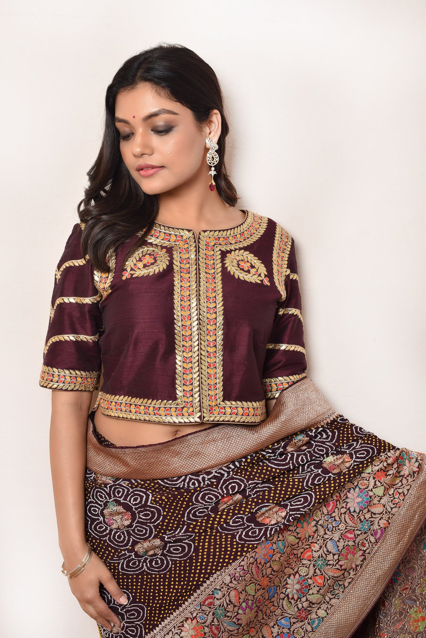 Brown Raw Silk Gota Patti Blouse