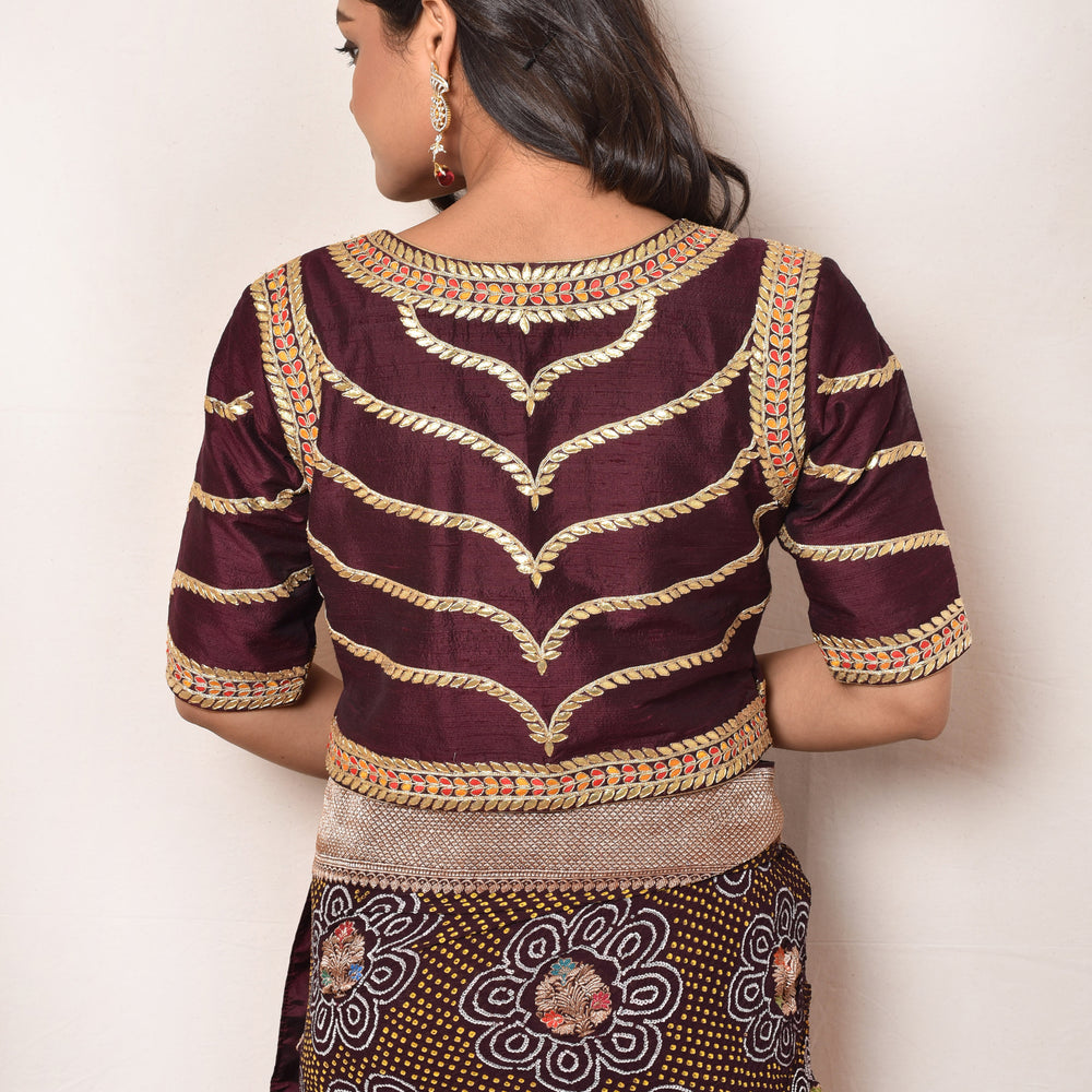 
                      
                        Brown Raw Silk Gota Patti Blouse
                      
                    