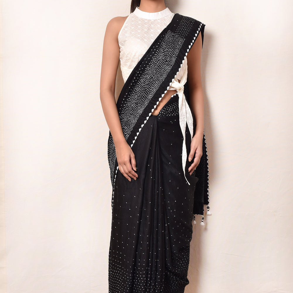 Classic Black Gaji Silk Saree