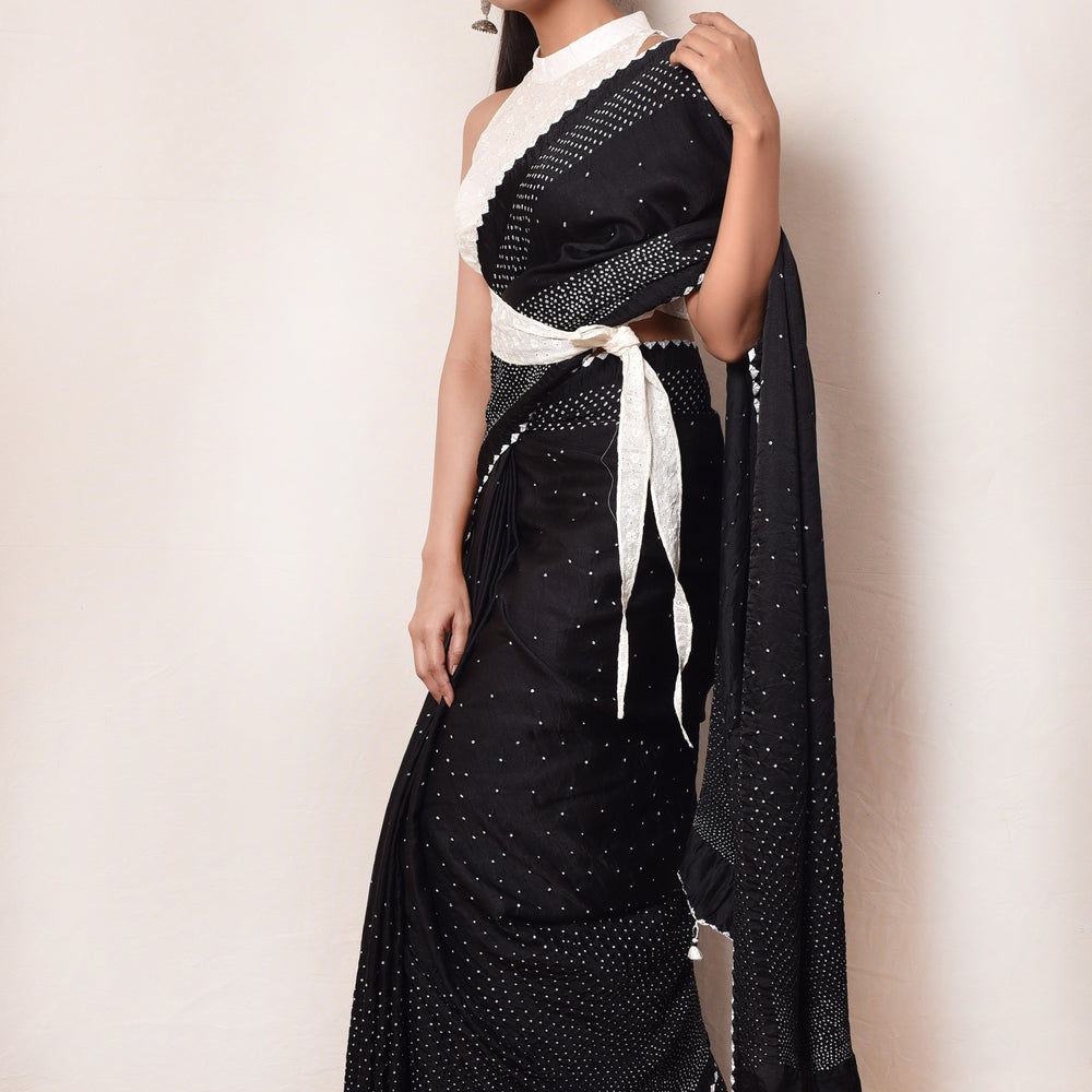 Classic Black Gaji Silk Saree