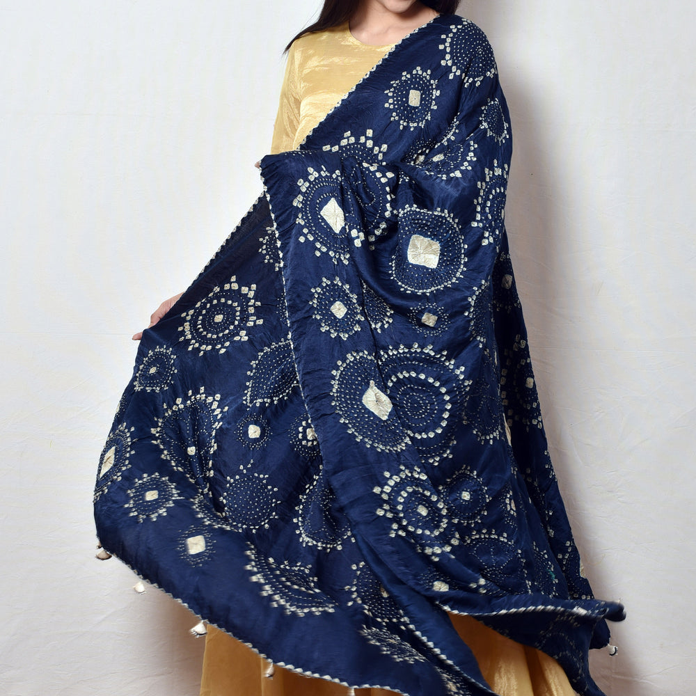 
                      
                        Ink Blue Bandhani Gaji Silk Dupatta
                      
                    