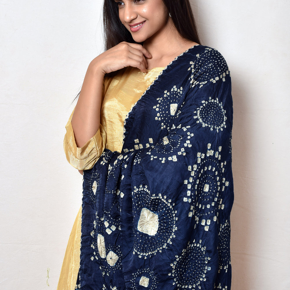 
                      
                        Ink Blue Bandhani Gaji Silk Dupatta
                      
                    