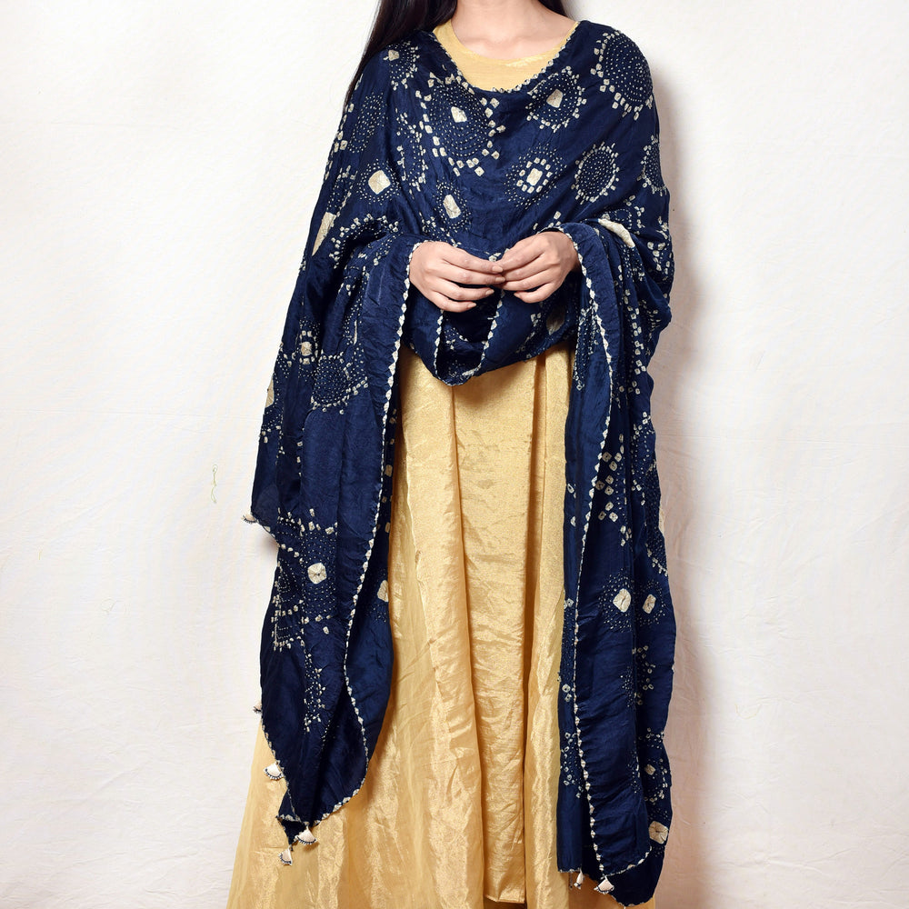 
                      
                        Ink Blue Bandhani Gaji Silk Dupatta
                      
                    