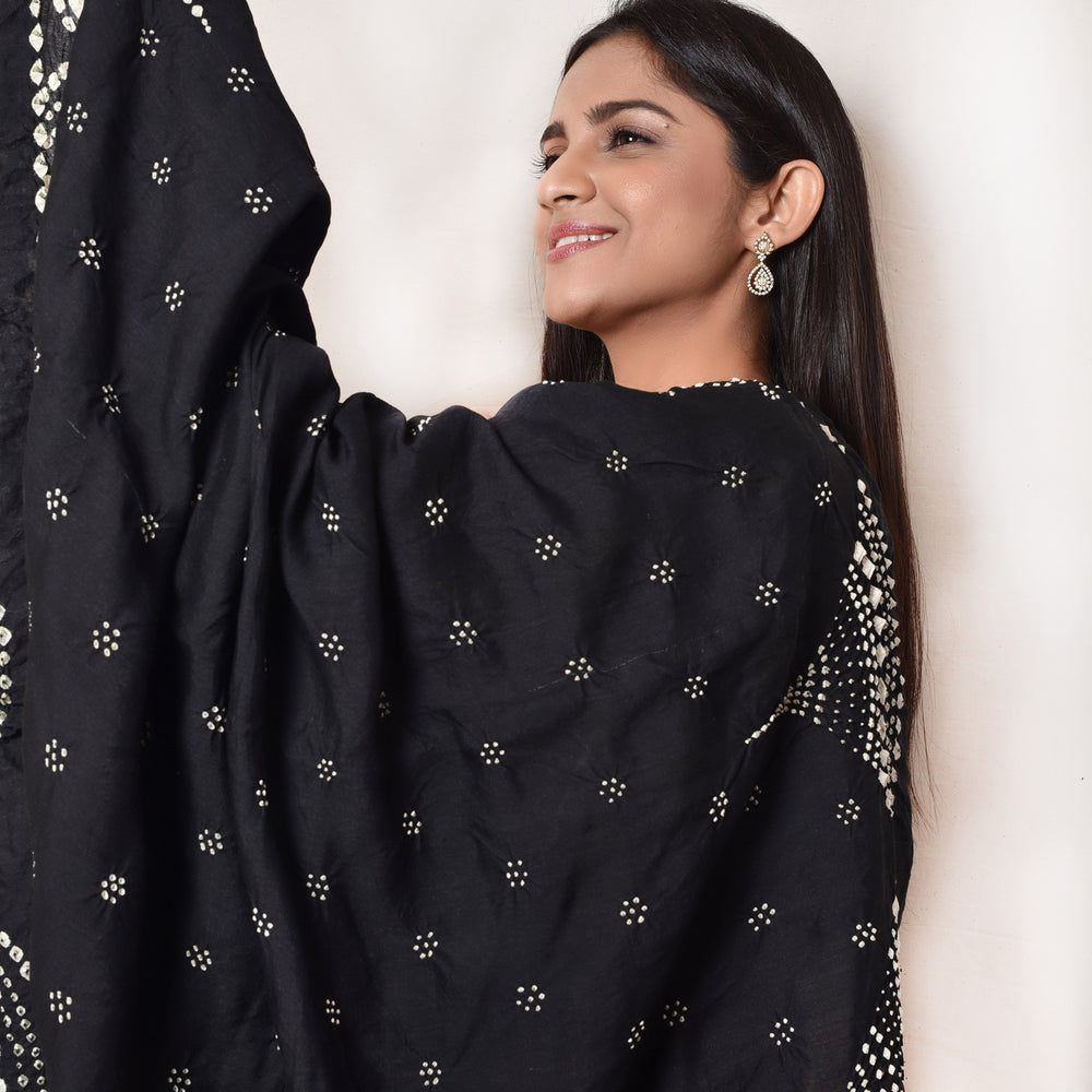 
                      
                        Black Bandhani Gaji Silk Dupatta
                      
                    