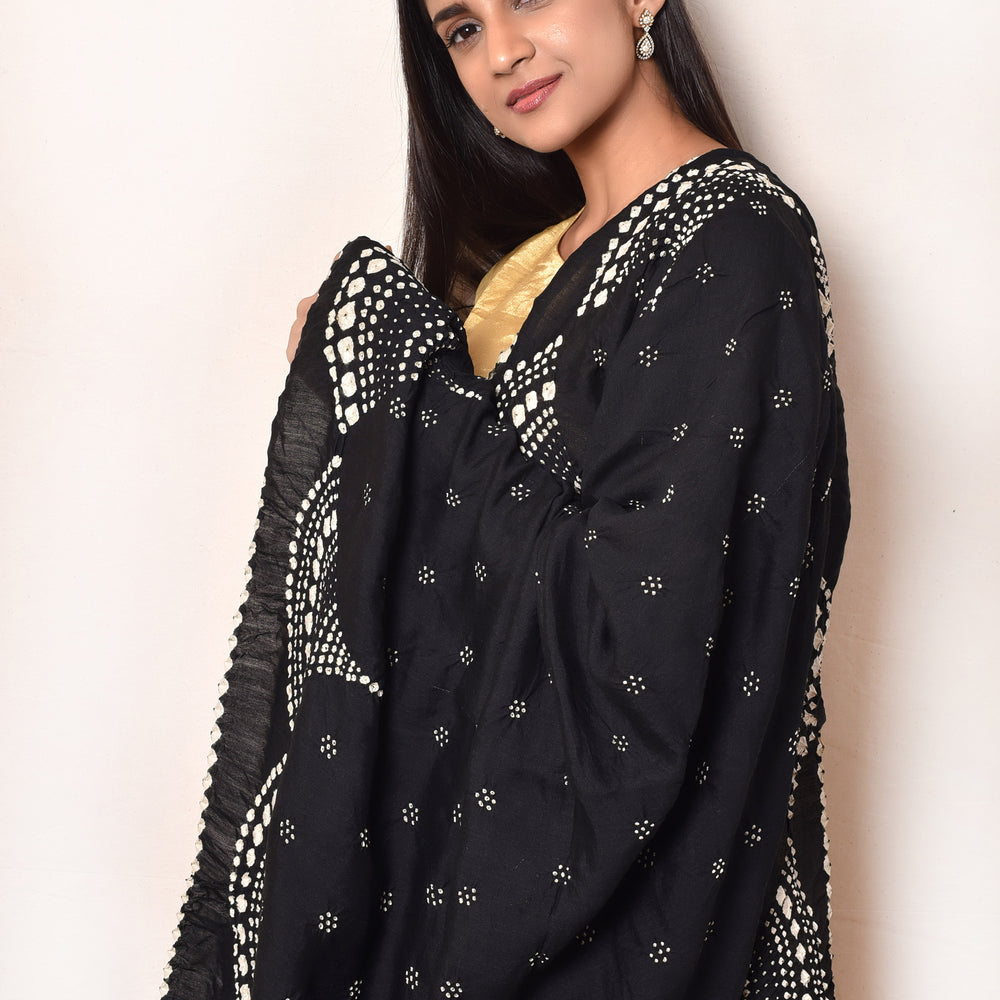 
                      
                        Black Bandhani Gaji Silk Dupatta
                      
                    