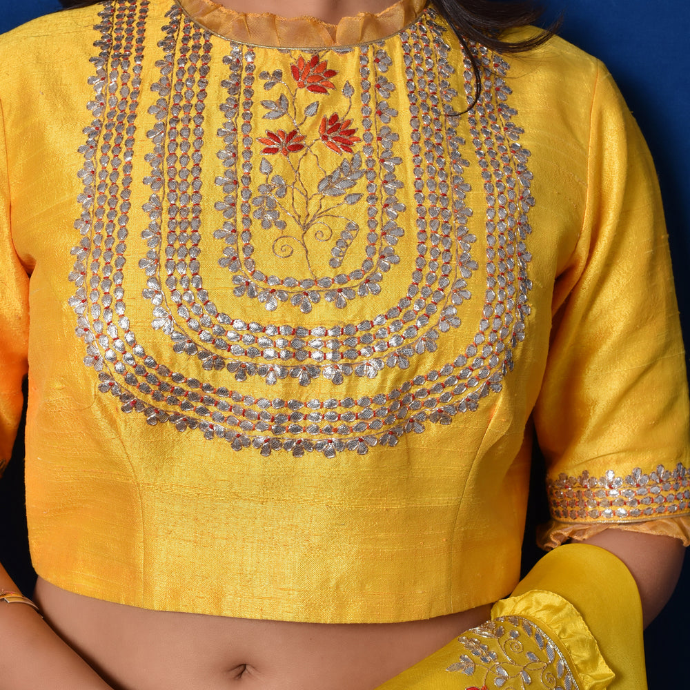 
                      
                        Arashi Organza Gota Patti Lehenga Set - Yellow
                      
                    