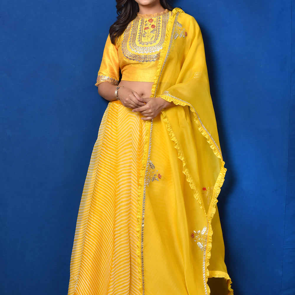 Arashi Organza Gota Patti Lehenga Set - Yellow