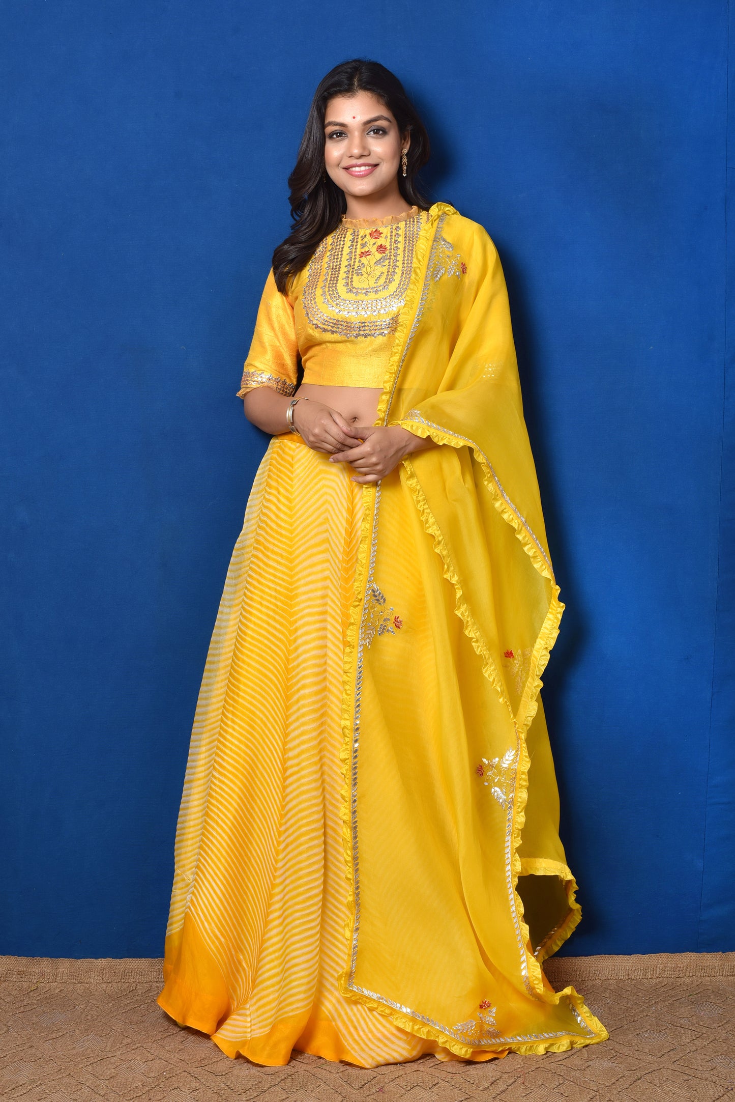 Arashi Organza Gota Patti Lehenga Set - Yellow