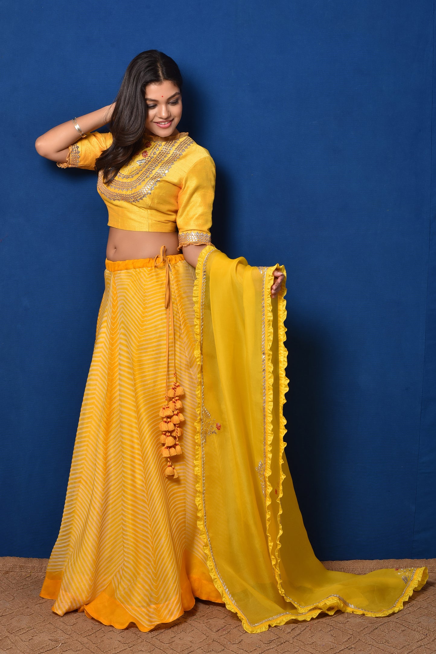 Arashi Organza Gota Patti Lehenga Set - Yellow