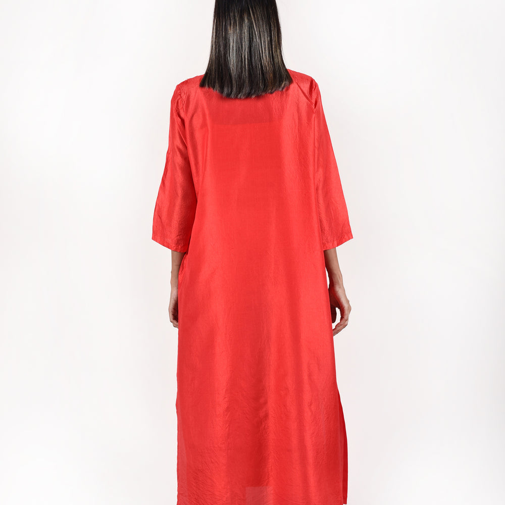 
                      
                        Red Bandhani Kurta in Pure Silk
                      
                    