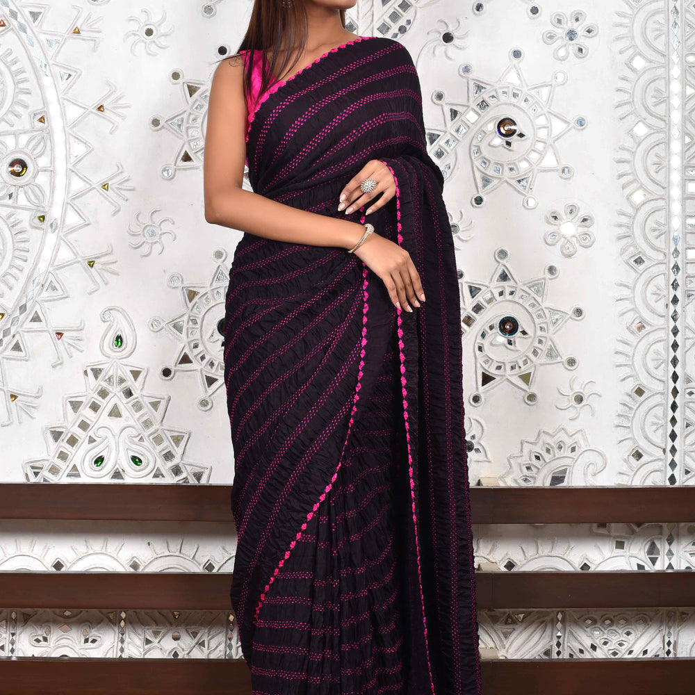 
                      
                        Black Bandhani Gaji Silk Saree
                      
                    