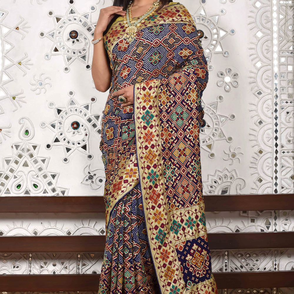 Banarasi Patola Saree in Deep Blue