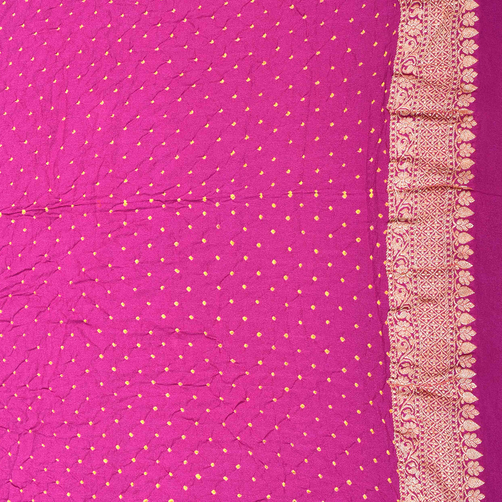 
                      
                        Broad Border Meenakari Banarasi Bandhani Saree - Purple
                      
                    