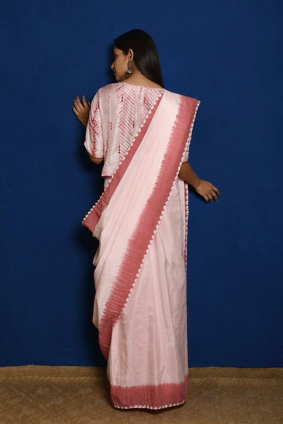 Pure Silk Saree with Bandhani Edging - Pink