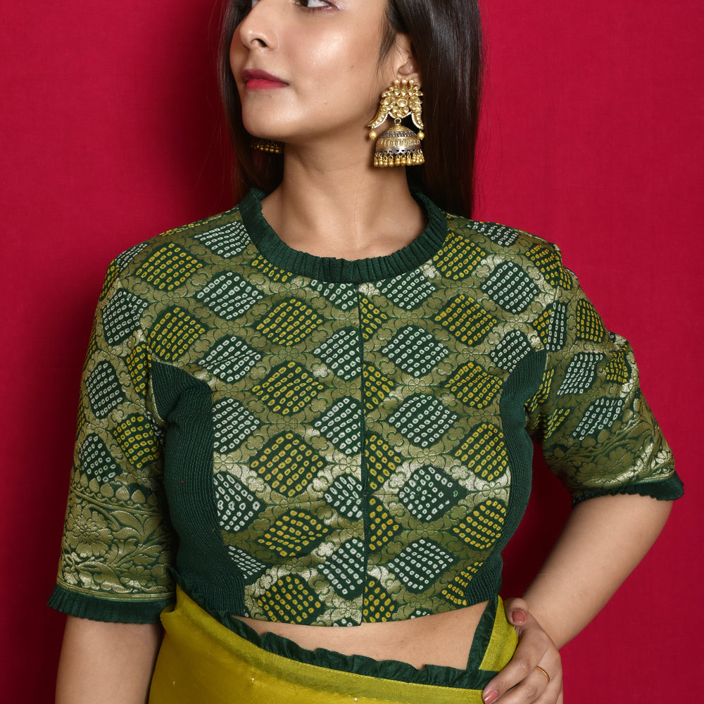 
                      
                        Shaded Organza Saree with Bandhani Blouse - Green
                      
                    