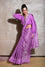 Chanderi Tissue Saree With Cotton Bandhani Blouse-Purple