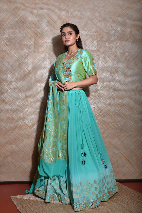 Woman's Rayon Bandhani Anarkali Gown with Dupatta Set