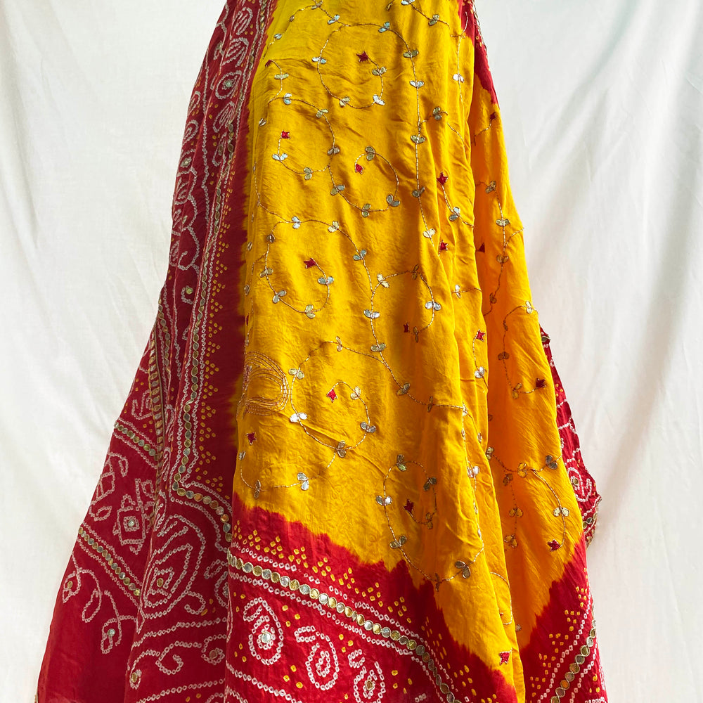 Peeliya Gota Patti Bandhani Dupatta on Silk