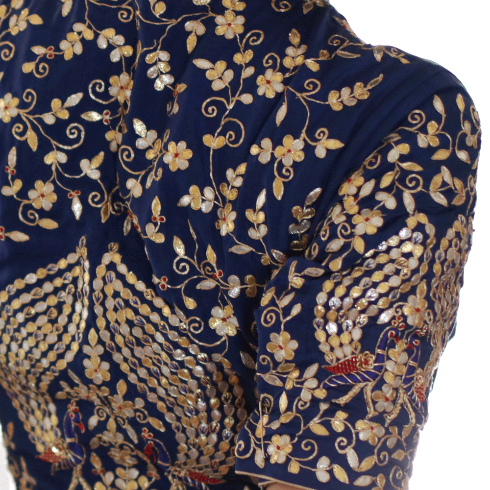 
                      
                        Gota Patti Peacock Boota Blouse in Blue
                      
                    